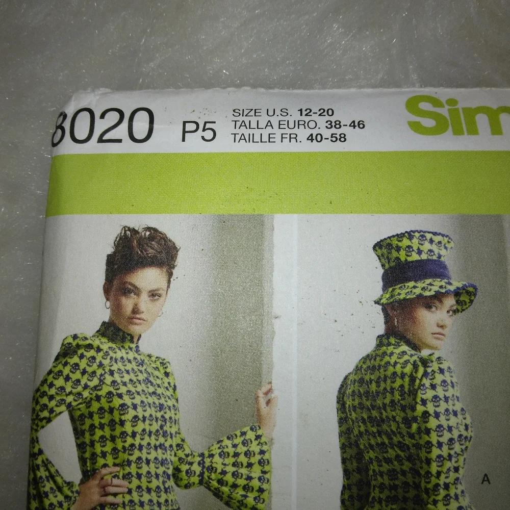 SIMPLICITY 8020 Sz 12-20 Steampunk style hat, blouse, and stretch knit s…